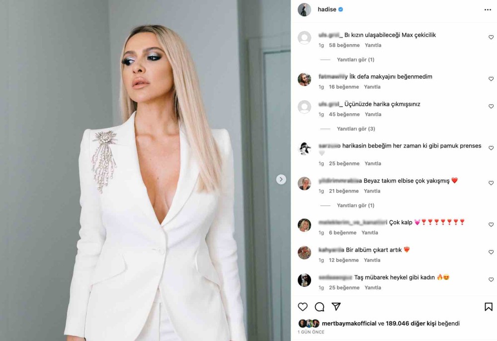 hadise nin gogus dekolteli odul toreni paylasimi begeni topladi tas mubarek heykel gibi kadin